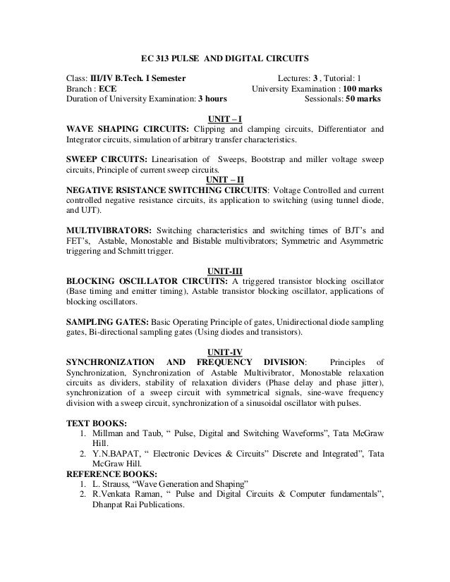 Kakatiya University Btech Ece Syllabus