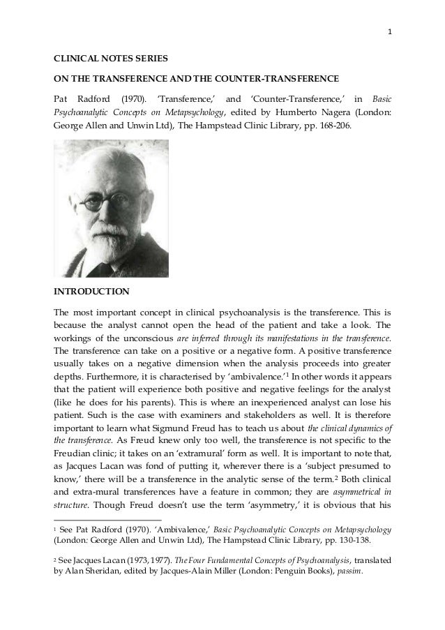 On The Transference And The Counter Transference