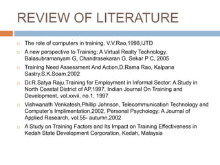 IMPACT OF INFORMATION TECHNOLOGY ON THE TRAINING AND | PPTX