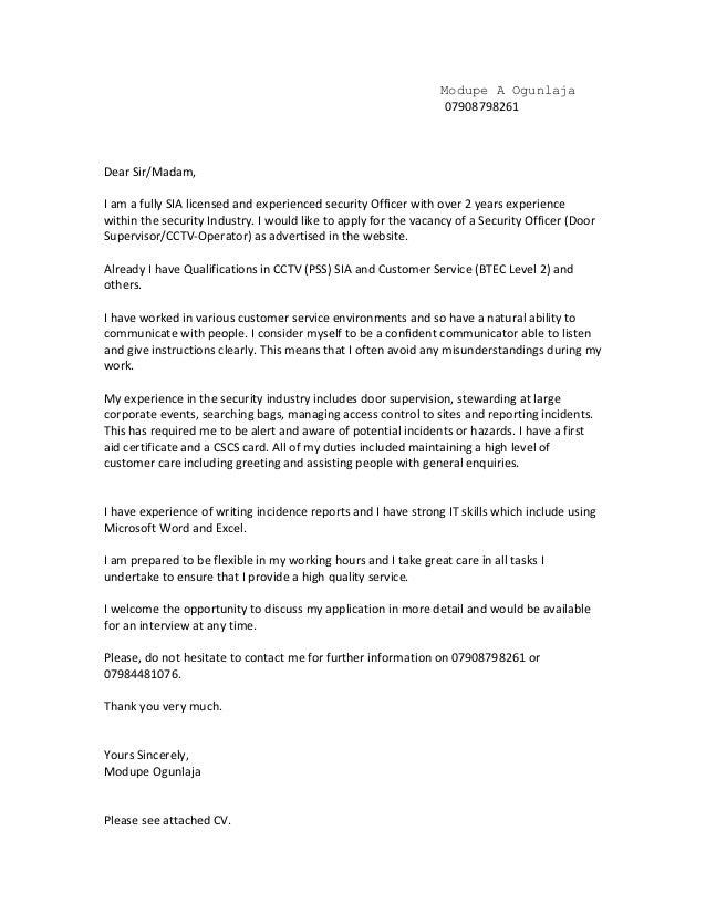 general covering letter