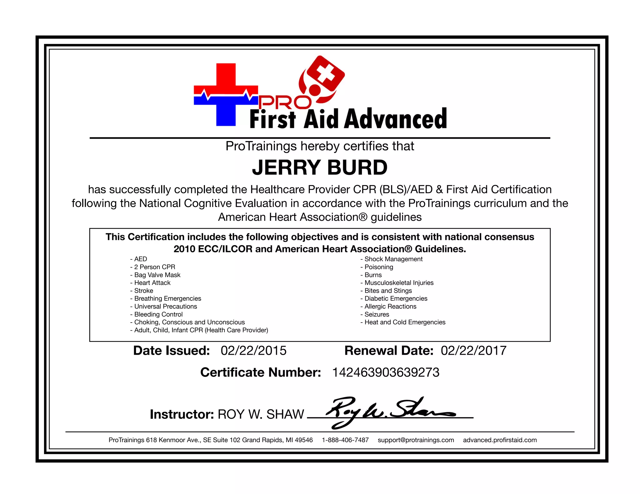 first aid certificate PPT