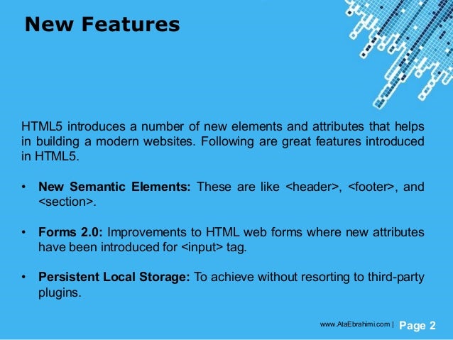 Html 5 New Features