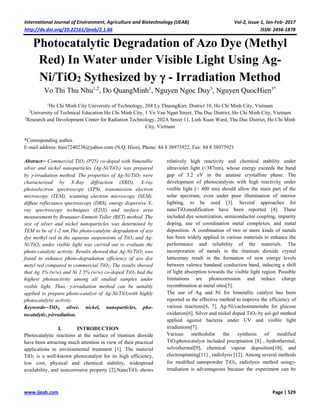 Photocatalytic Degradation of Azo Dye (Methyl Red) In Water under ...