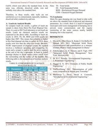 Quality Assessment of Water in Municipal Solid Waste Dumpsite Area | PDF