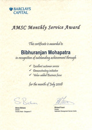 Jul-2008 - Service Award