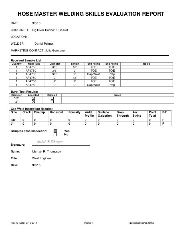 Welding Test Results