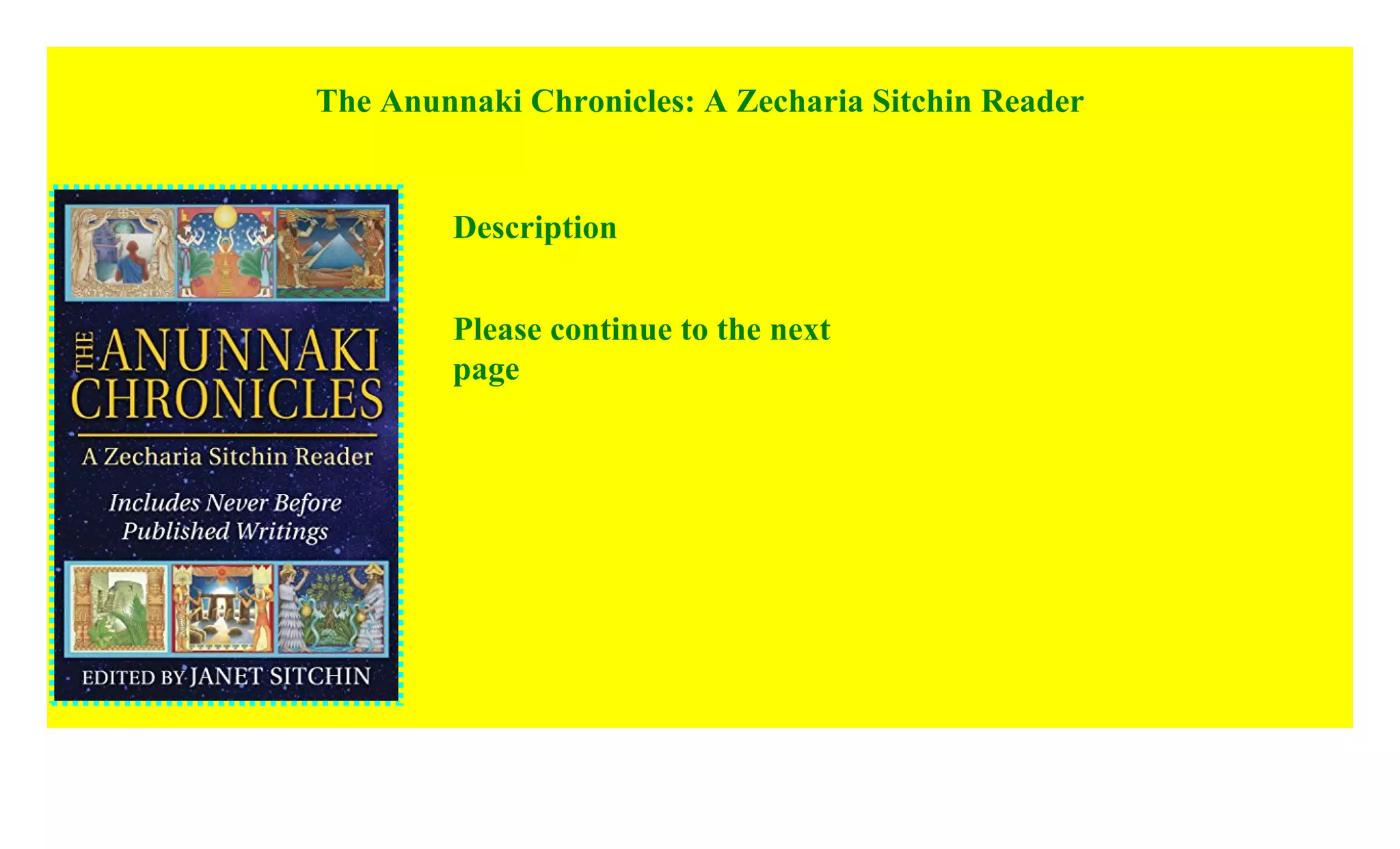 The Anunnaki Chronicles: A Zecharia Sitchin Reader download_[p.d.f] | PDF