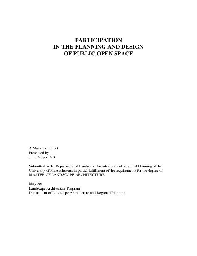 Participation In The Planning And Design Of Public Open Space