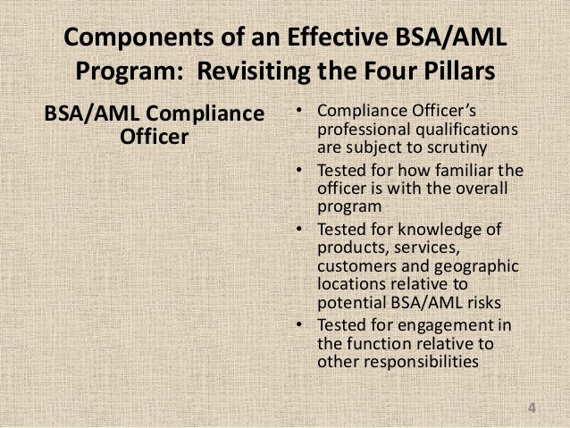 Revisiting The Four Pillars Supporting An Effective Bsa Aml Complianc