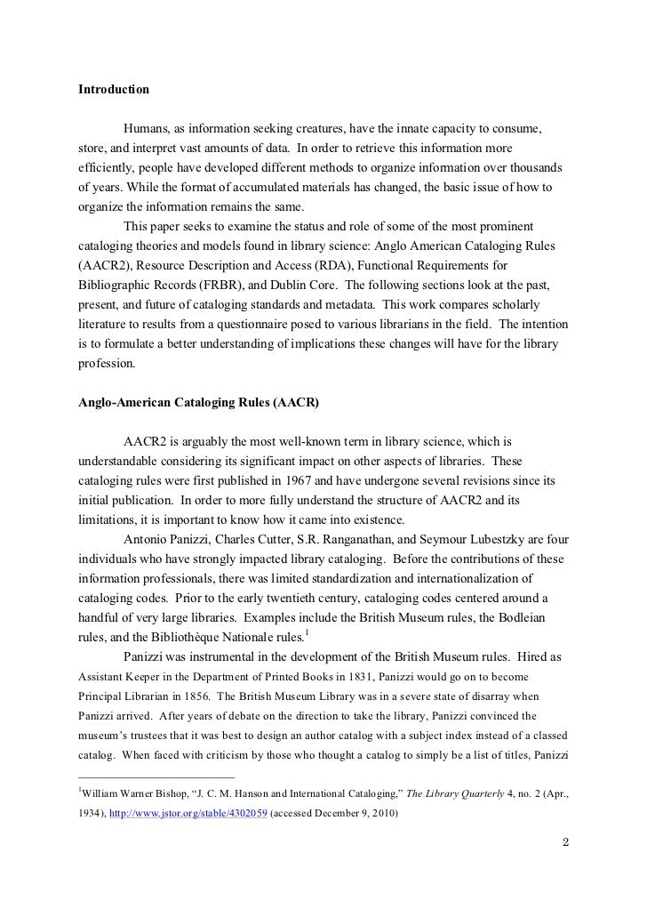 Cataloging Standards