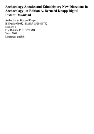 Archaeology Annales and Ethnohistory New Directions in Archaeology 1st ...