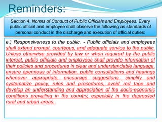 RA 6713  Code of Ethical Standards for Public Officials and Employees in a Nutshell