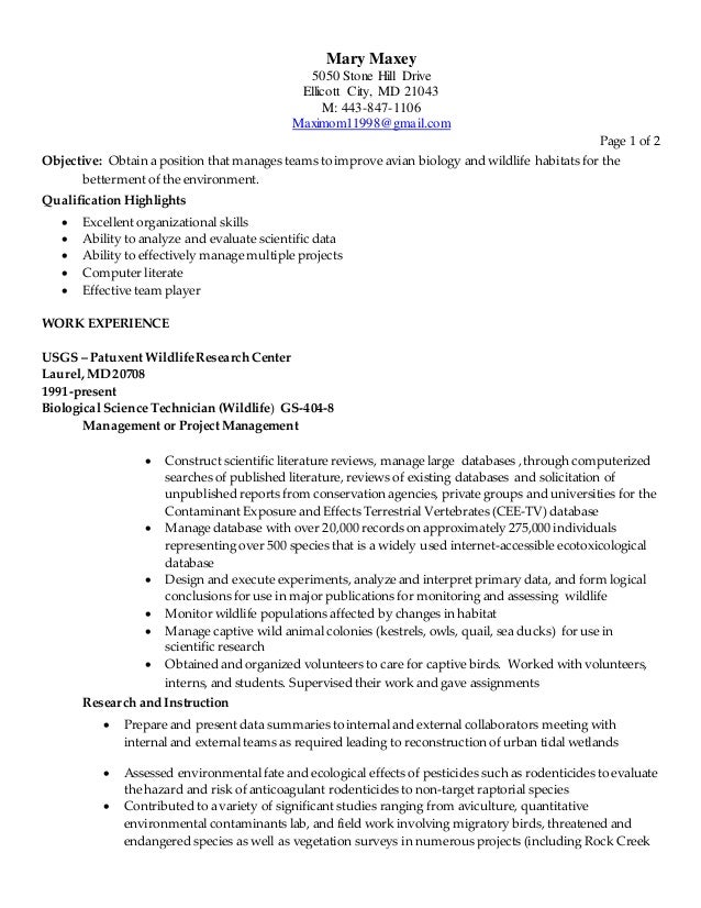 biologist resume