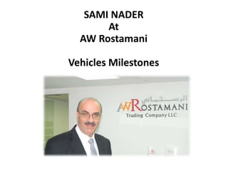 SAMI NADER
At
AW Rostamani
Vehicles Milestones
 