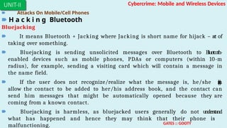 Bluejacking Example Cyber-Security Mobiles and wireless devices cybercrimes | PPTX