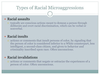 Verbal Microaggression Examples Racial Microaggressions in Advising | PPTX