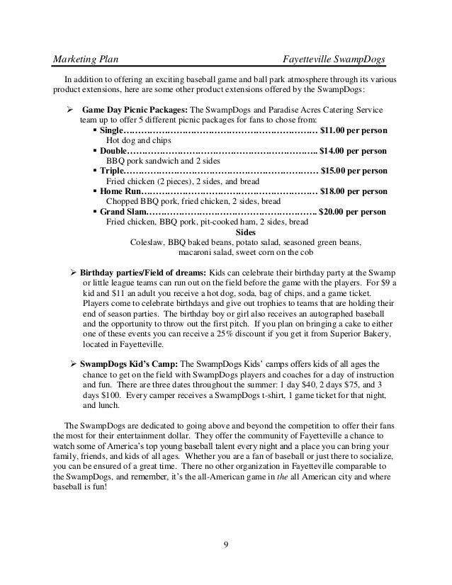 2010 Fayetteville SwampDogs Marketing Plan