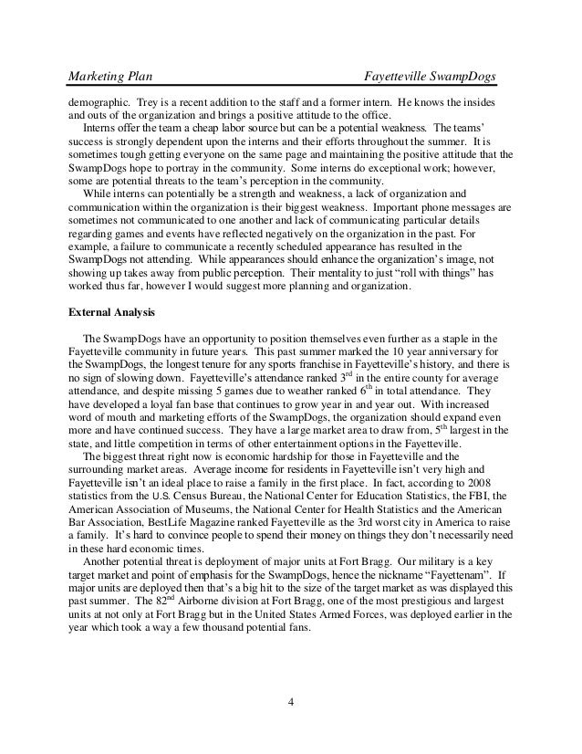 2010 Fayetteville SwampDogs Marketing Plan