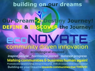 building on our dreams
DEFINE & DISCOVER the Journey!
Our Dream-2-Destiny Journey!
 