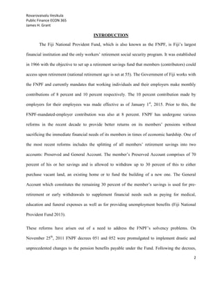 Fiji National Provident Fund Reforms | PDF