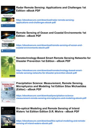(eBook PDF) Comprehensive Remote Sensing by Shunlin Liang | PDF