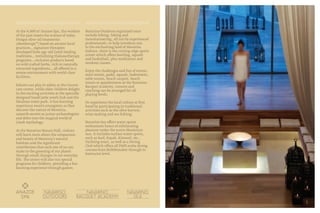 At the 4,000 m² Anazoe Spa, the wisdom
of the past meets the science of today.
Unique olive-oil treatments
(oleotherapy®) based on ancient local
practices… signature therapies
developed from age-old Greek healing
traditions… revitalizing thalassotherapy
programs… exclusive products based
on wild crafted herbs, rich in naturally
extracted ingredients… all offered in a
serene environment with world-class
facilities.
Infants can play in safety at the Cocoon
care center, while older children delight
in the exciting activities at the specially
designed SandCastle youth hub and the
fabulous water park. A fun learning
experience awaits youngsters as they
discover the nature of Messinia,
unearth secrets as junior archaeologists
and delve into the magical world of
Greek mythology.
At the Navarino Natura Hall, visitors
will learn more about the uniqueness
and beauty of Messinia’s natural
habitats and the significant
contribution that each one of us can
make to the greening of our planet
through small changes in our everyday
life. The center will also run special
programs for children, providing a fun
learning experience through games.
Navarino Outdoors organized tours
include hiking, biking and
mountaineering, all run by experienced
professionals, to help introduce you
to the enchanting land of Messinia.
Indoors, there is the cutting-edge sports
center which offers bowling, squash
and basketball, plus meditation and
workout classes.
Enjoy the challenges and fun of tennis,
mini-tennis, padel, squash, badminton,
table tennis, beach racquet, beach
tennis or speedminton at the Navarino
Racquet Academy. Lessons and
coaching can be arranged for all
playing levels.
Or experience the local culture at first
hand by participating in traditional
activities such as the olive harvest,
wine making and sea fishing.
Navarino Sea offers water sports
enthusiasts hours of exhilarating
pleasure under the warm Messinian
sun. It includes surface water sports,
such as Surf, Kayak, Kitesurf, etc.,
Yachting tours, as well as a Diving
Club which offers all PADI scuba diving
courses from Bubblemaker through to
Instructor level.
 