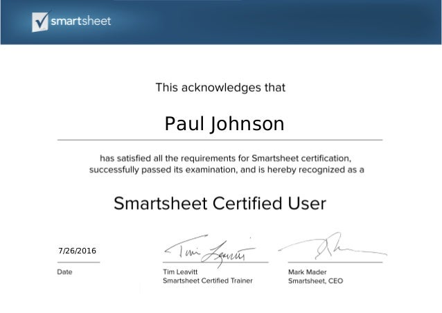 smartsheet certification pass smart sheet