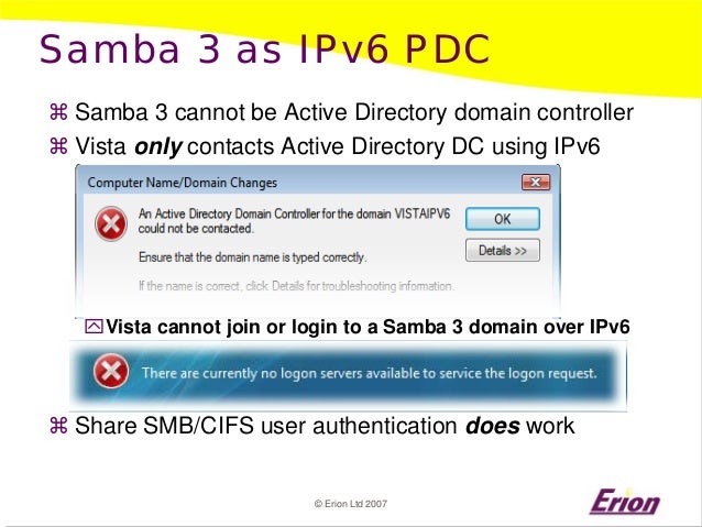 Windows Vista Samba Domain Join