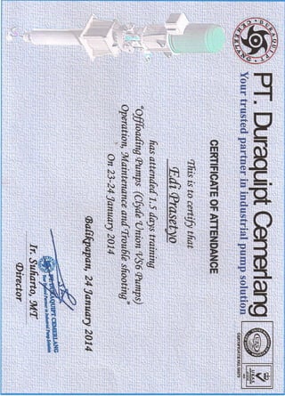 Offloading Pump Training certificated