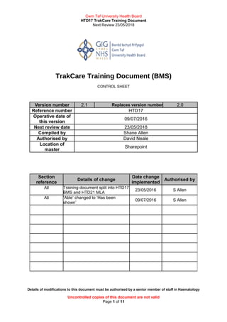 TrakCare Training Document BMS | DOC