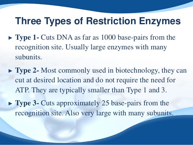 restriction endonucleases The tools for this are restriction enzymes a restriction enzyme (or restriction endonuclease) recognizes a specific nucleotide-pair sequence in dna called a. restriction endonucleases The tools for this are restriction enzymes a restriction enzyme (or restriction endonuclease) recognizes a specific nucleotide-pair sequence in dna called a.