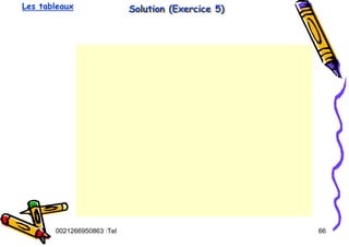 Tel
:
0021266950863 66
Solution (Exercice 5)
Solution (Exercice 5)
Solution (Exercice 5)
Les tableaux
 