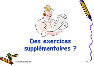 Tel
:
0021266950863 67
Des exercices
supplémentaires ?
Des exercices
Des exercices
suppl
supplé
émentaires ?
mentaires ?
 