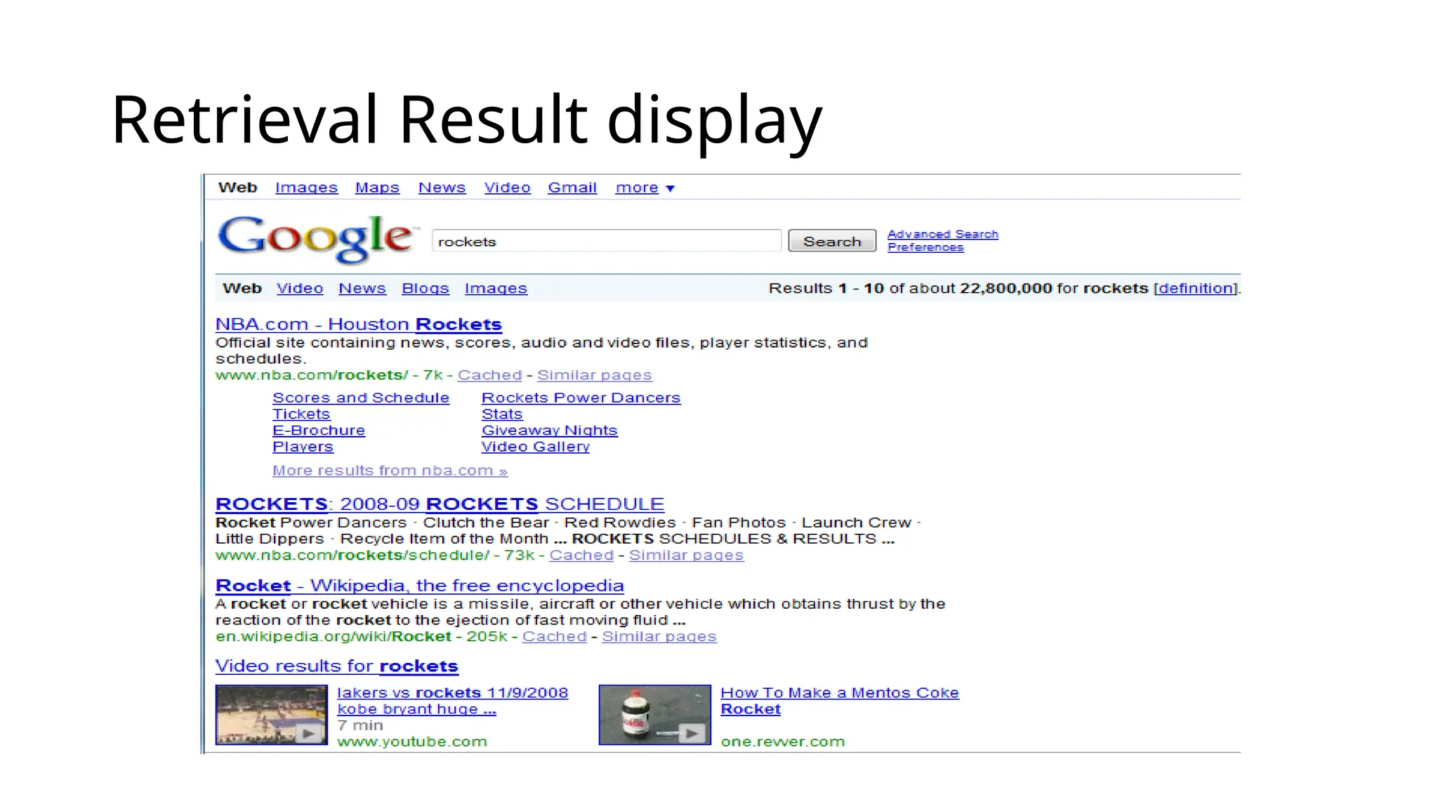 Retrieval Result display
 