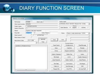 DIARY FUNCTION SCREEN
 