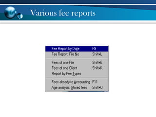 Various fee reports
 