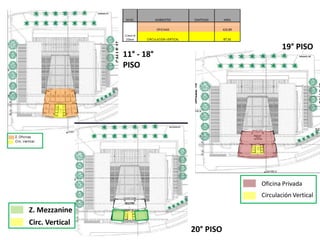 19° PISO
                 11° - 18°
                 PISO




                                        Oficina Privada
                                        Circulación Vertical

Z. Mezzanine
Circ. Vertical
                             20° PISO
 