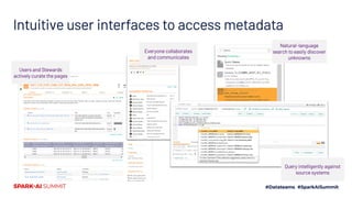 Intuitive user interfaces to access metadata
Users and Stewards
actively curate the pages
Natural-language
search to easil...