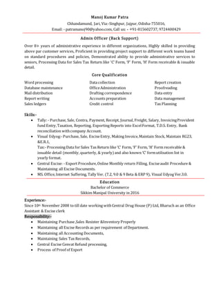 Manoj Kumar Patra Presentation | DOCX