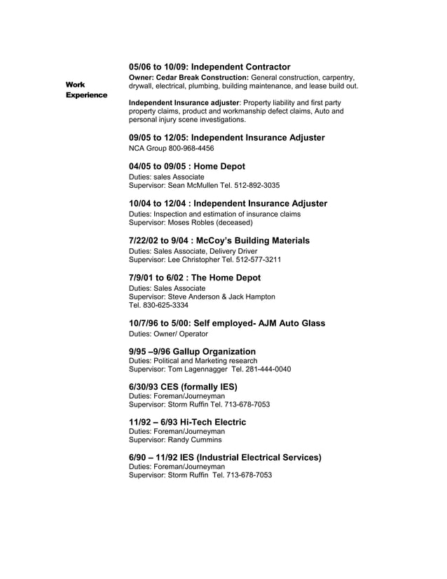 Jacks construction Resume PDF - Jacks Construction Resume 2 638