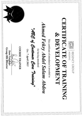 ABC of customer care training certificate