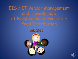 EIS / IT Vendor Management
and ThreeBridge
at Neighborhood House for
Food Distribution
July 2016July 2016
 