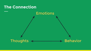 The Connection
Emotions
BehaviorThoughts
 