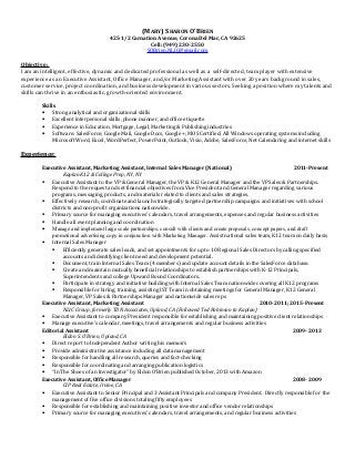M Sharon OBrien Resume 2015 - M Sharon Obrien Resume 2015 1 320 