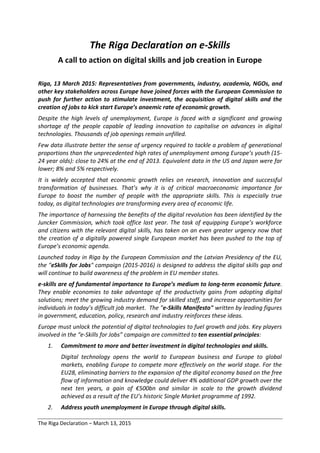 The Riga Declaration on eSkills | PDF