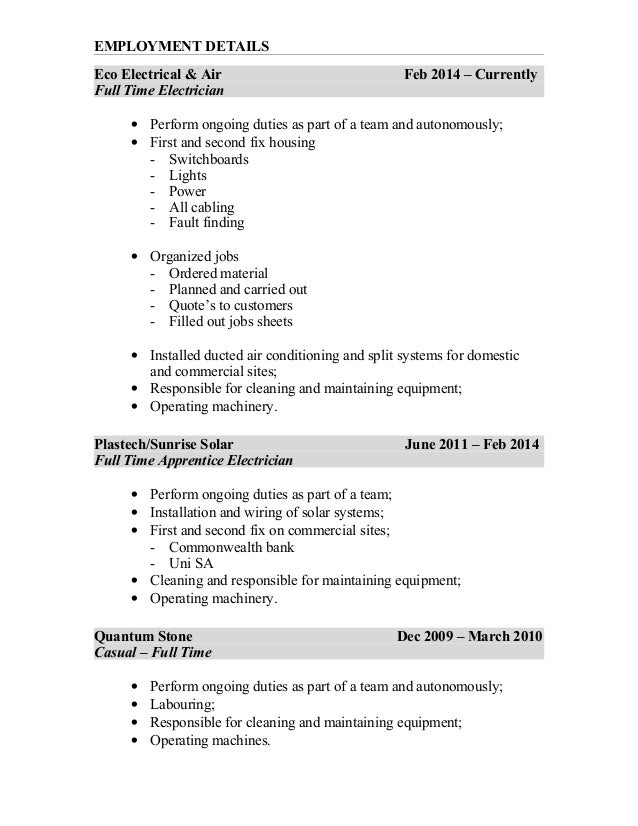 Part of a team resume