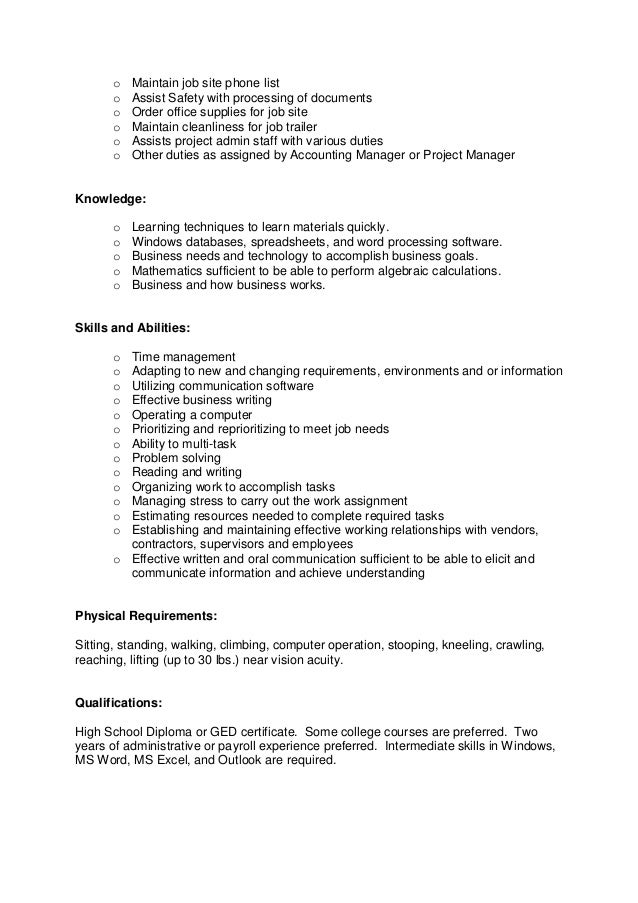 administrative assistant job description
