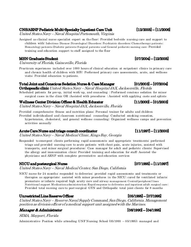 clinical nurse specialist resumes