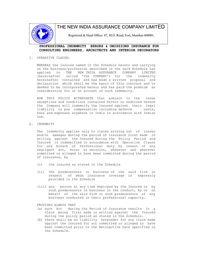 Professional Indemnity PDF