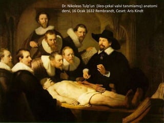 Dr. Nikoleas Tulpun (ileo-?ekal valvi tan?mlam??) anatomi
dersi, 16 Ocak 1632 Rembrandt, Ceset: Aris Kindt
27/37
 